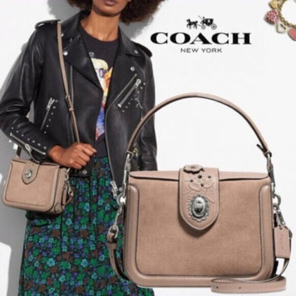 Coach Page Crossbody Glovetanned Leather With Tea Rose Tooling - Picture 12 of 13